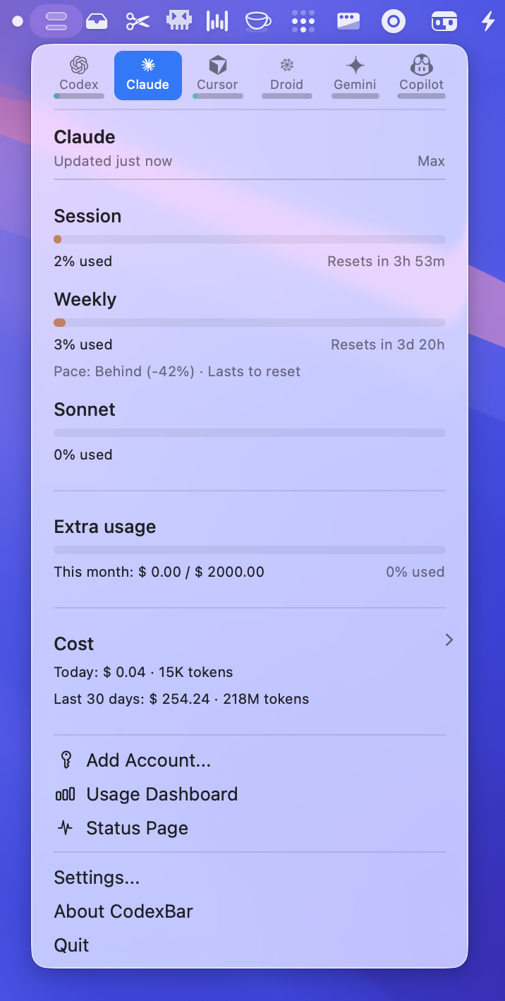CodexBar screenshot