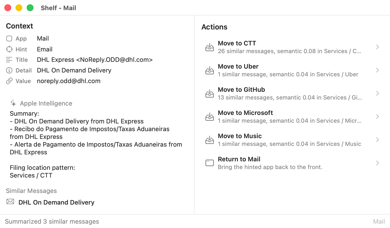 Shelf reborn, falling back to related mail search and Next Best actions