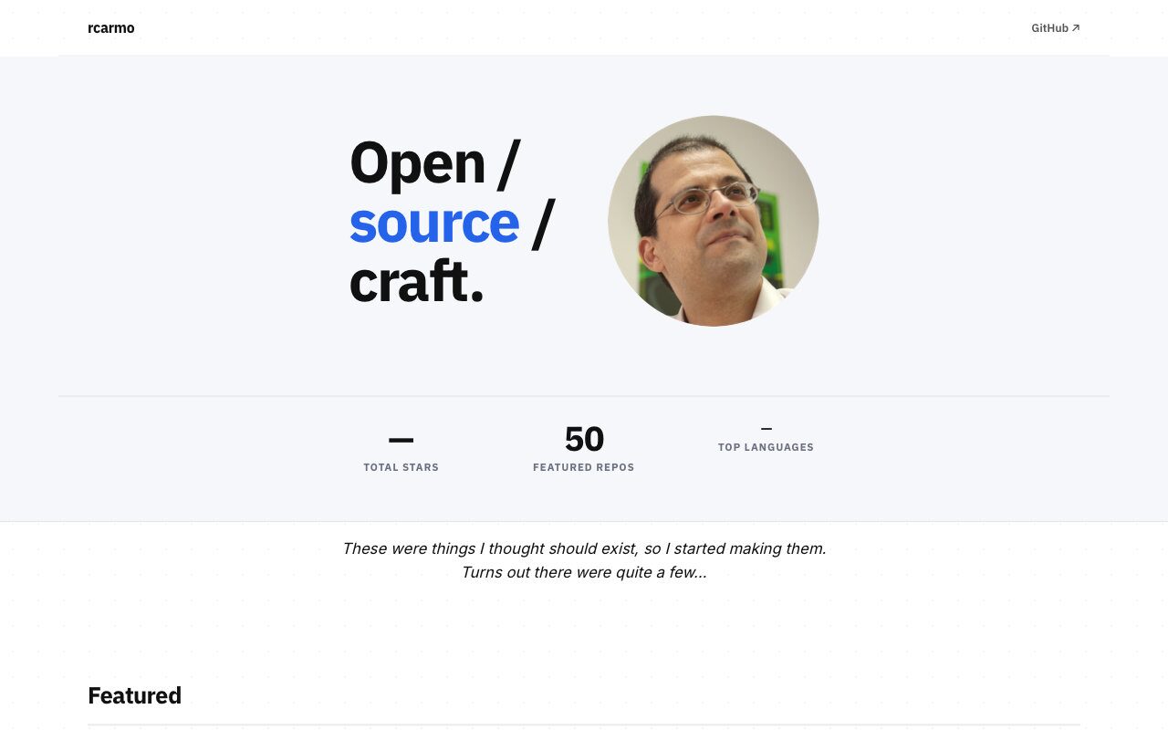 rcarmo.github.io project landing page