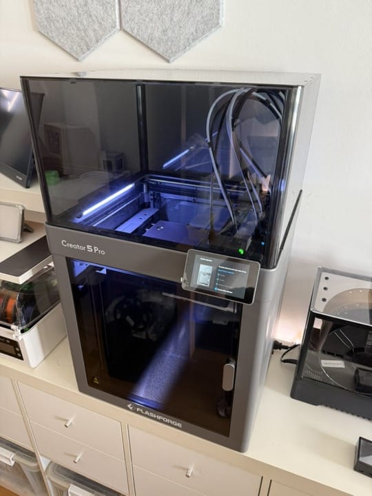 The Flashforge Creator 5 Pro in my office