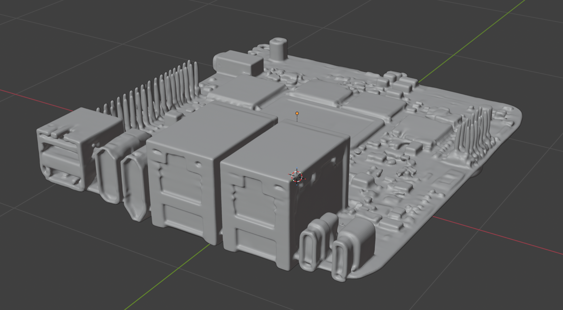 AI-reconstructed mesh of an Orange Pi 6 Plus in Blender