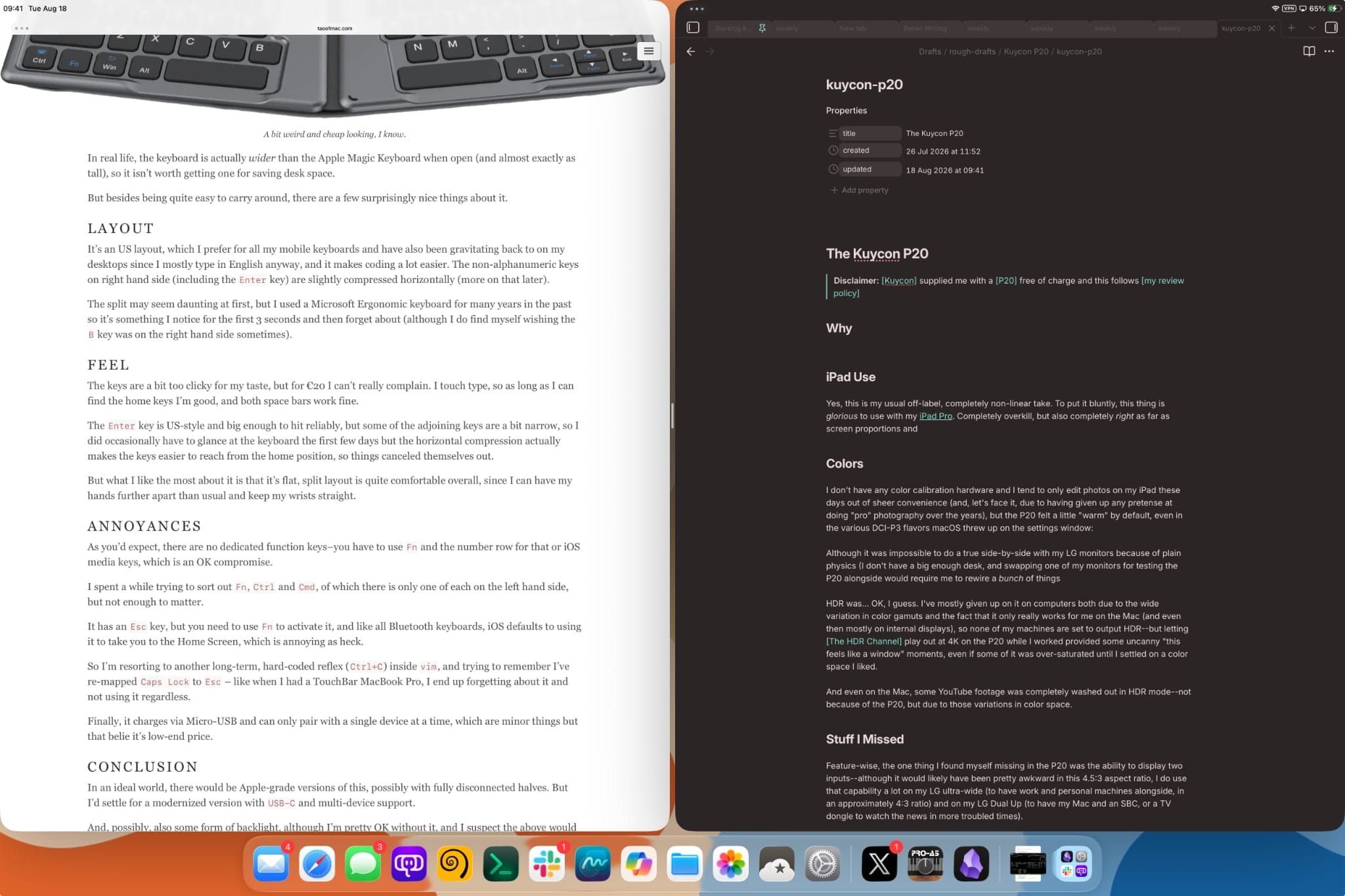 iPadOS split-view, also being its usual dense self