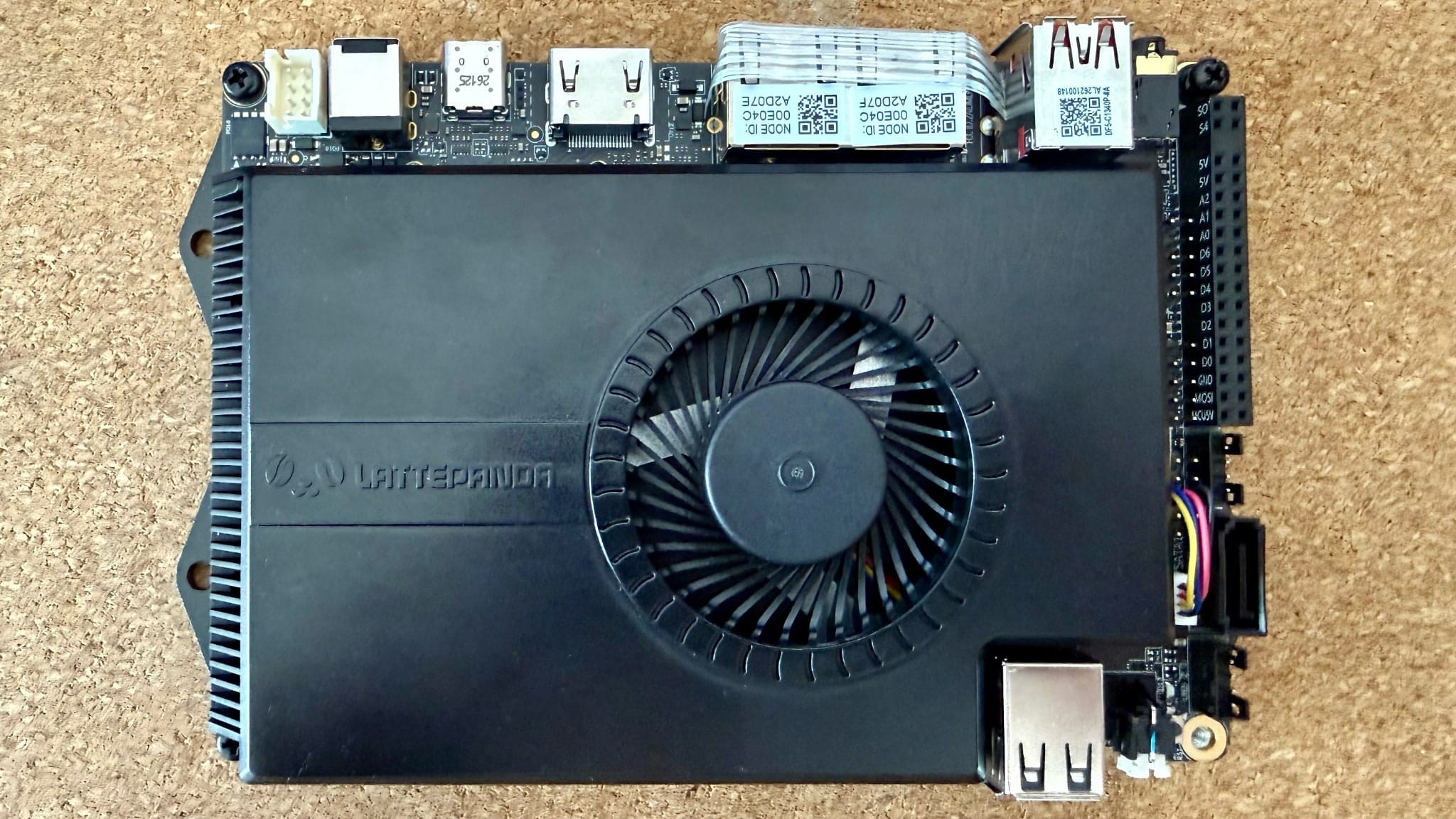 LattePanda Sigma board with large heatsink and cooling assembly