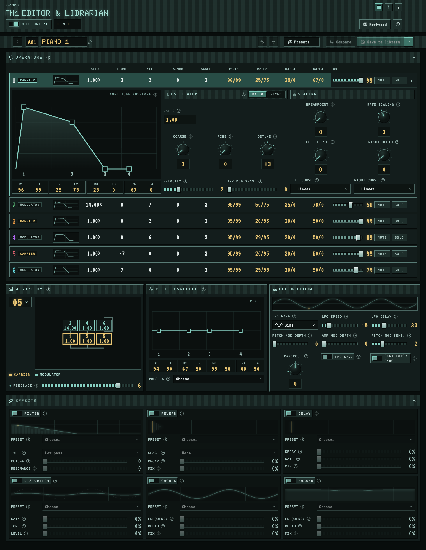 A very nice web-based FM-1 browser patch editor for the stock firmware