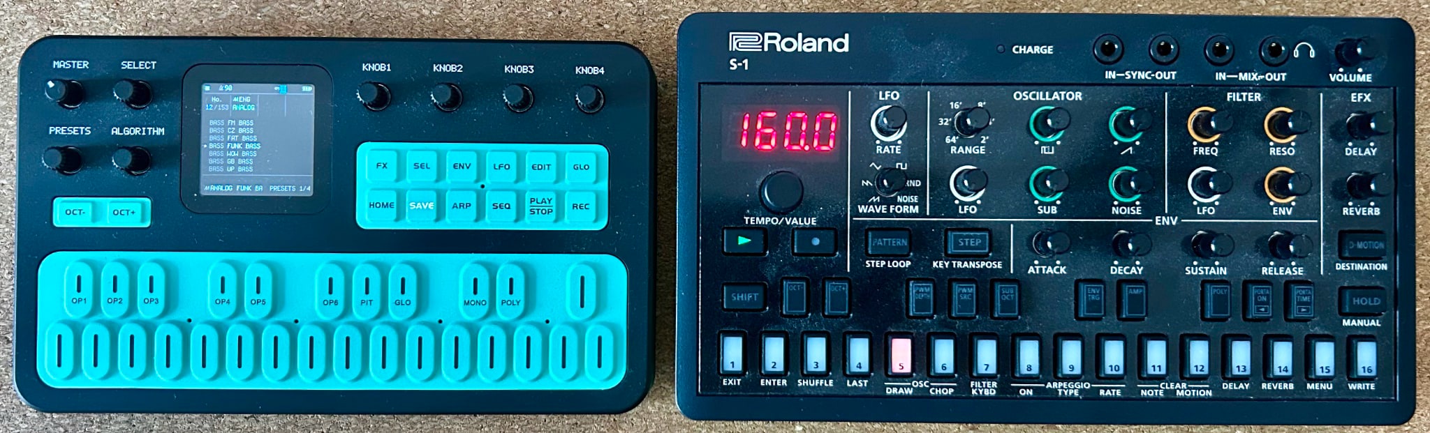 M-VAVE FM-1 beside a Roland Aira S-1